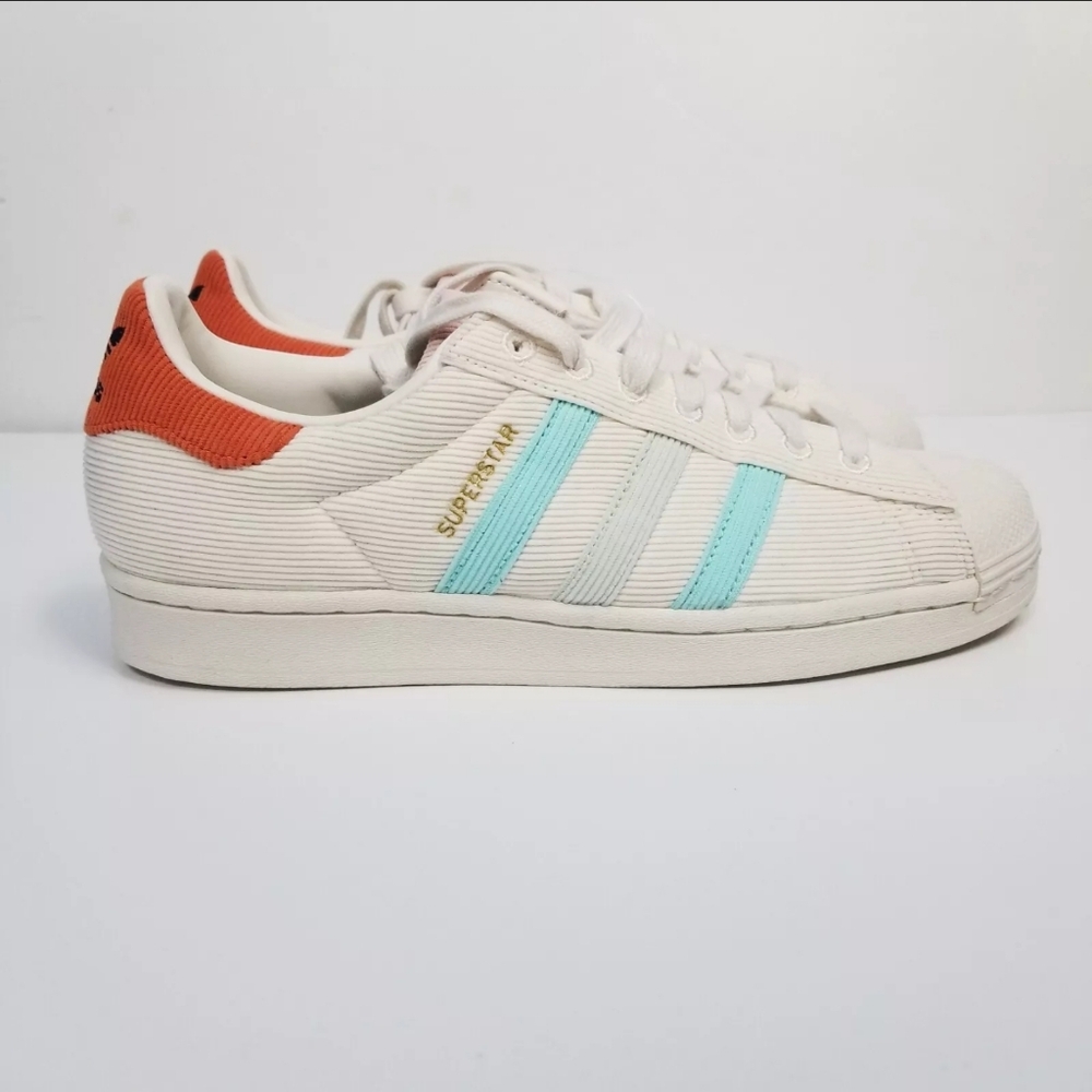 Adidas Size 8 Men Superstar Corduroy Beige Blue Orange Pink Shoes S42849